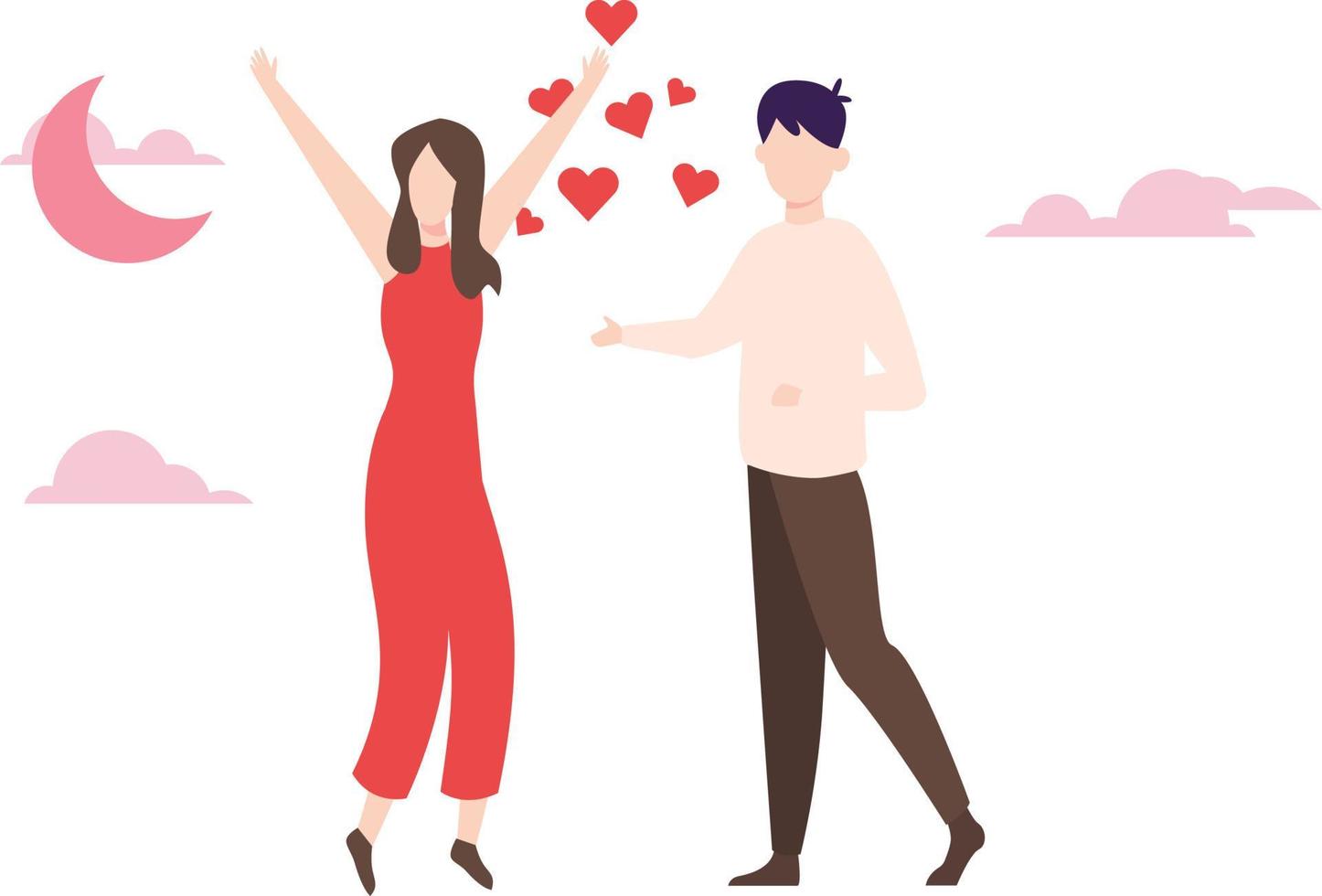 There is a boy and a girl enjoying valentine. vector