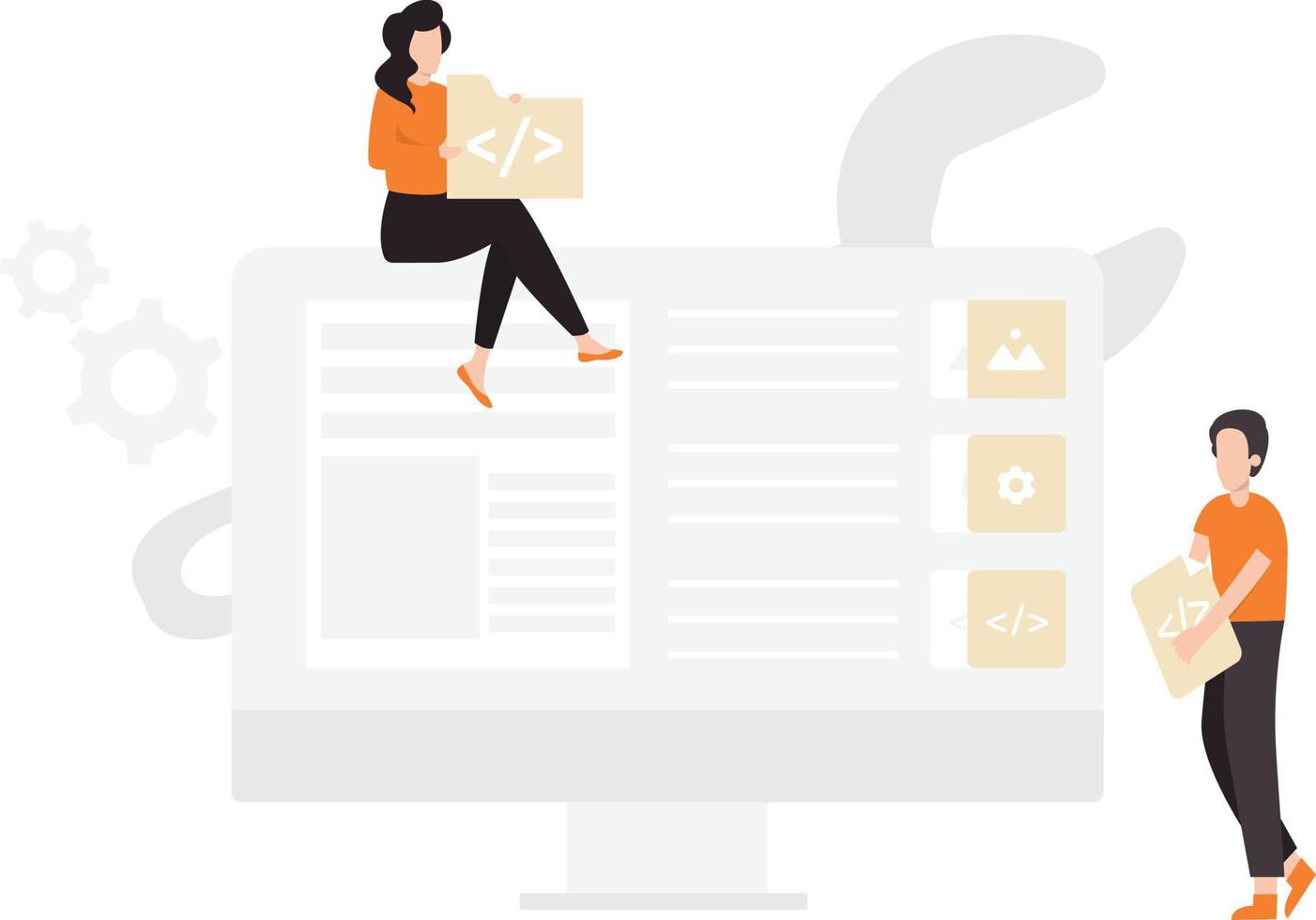 un niño o una niña haciendo codificación web. vector