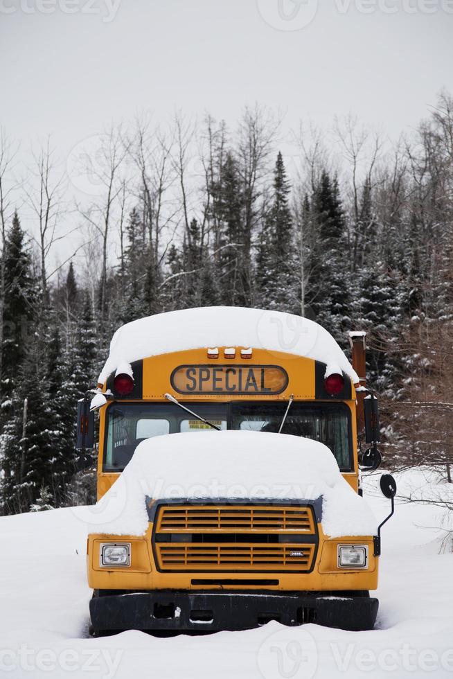 Abandoned weird school bus photo