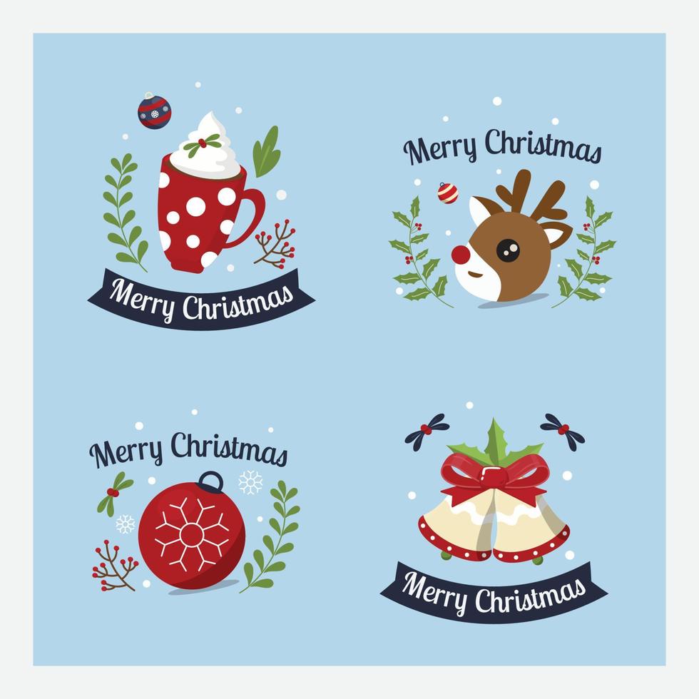 insignia y etiqueta de Navidad. ilustración vectorial. diseño plano. vector