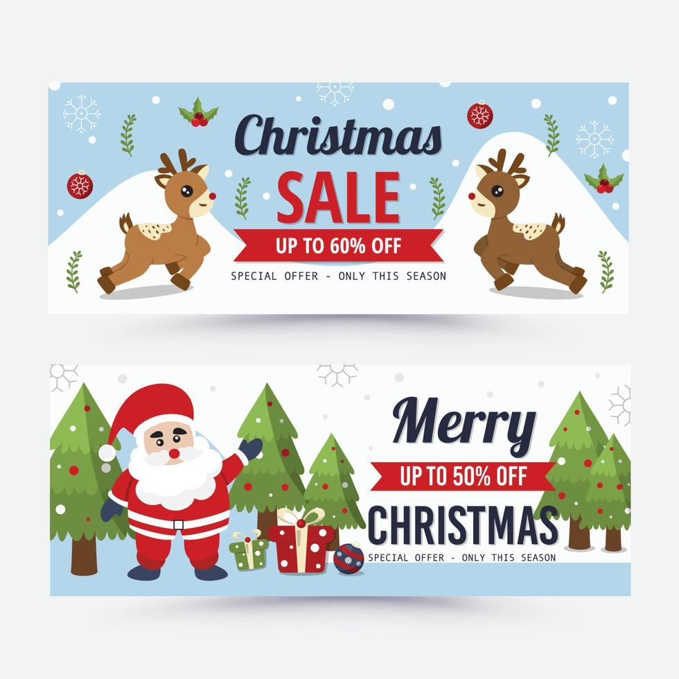 Christmas sale banner. Vector illustration. Flat design.