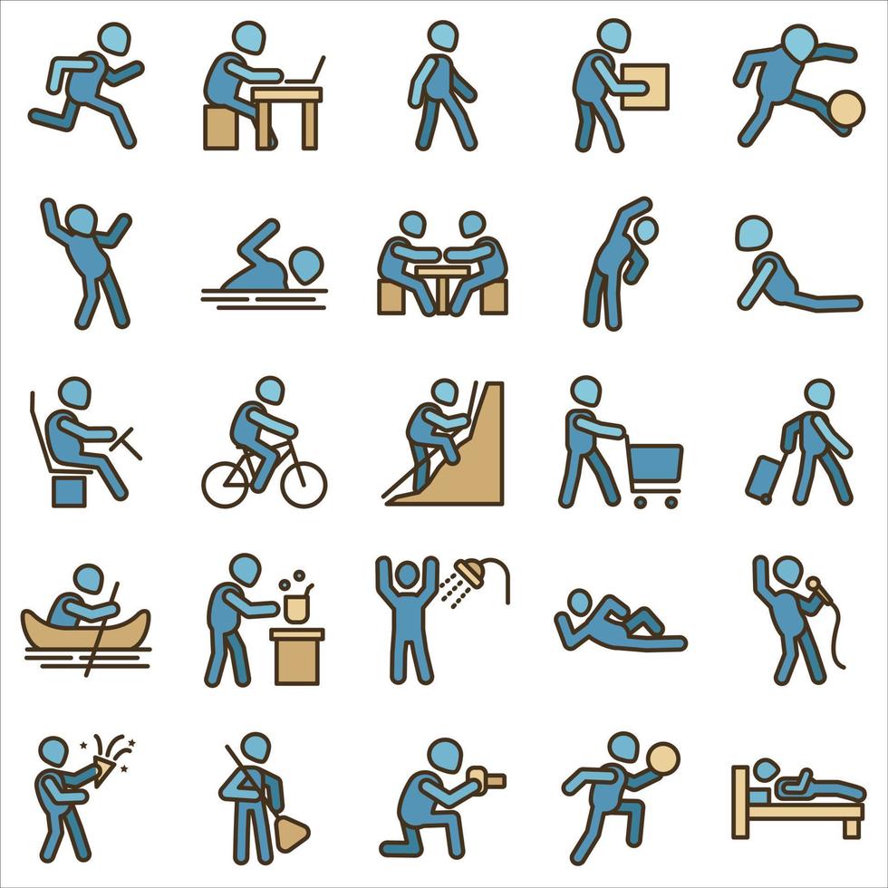 icono de actividad humana en estilo de contorno relleno vector