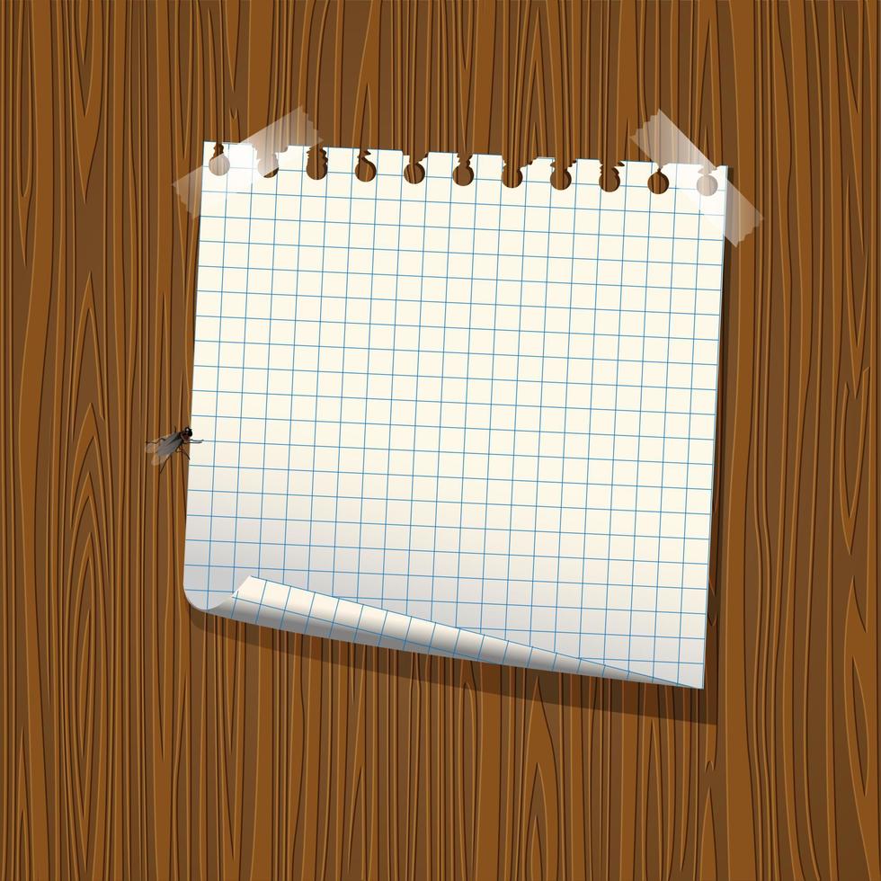 Note paper on wood vector