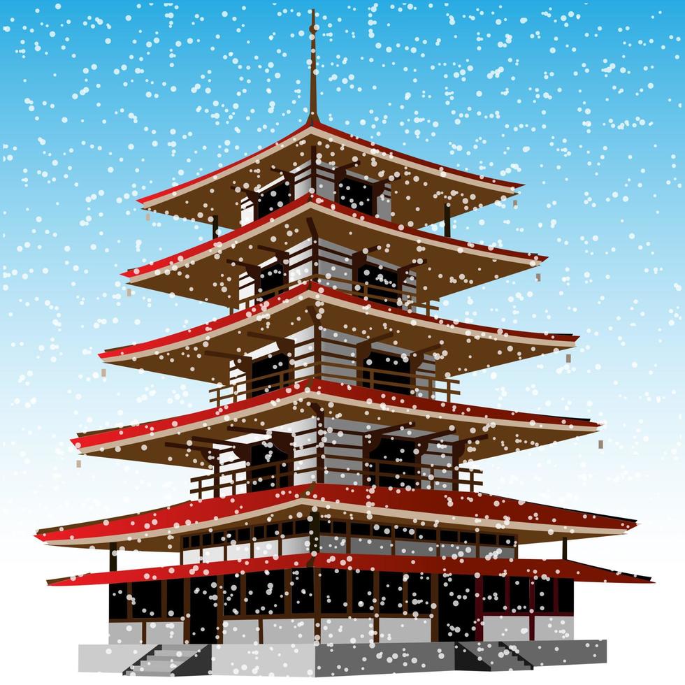 pagoda invierno, año nuevo vector