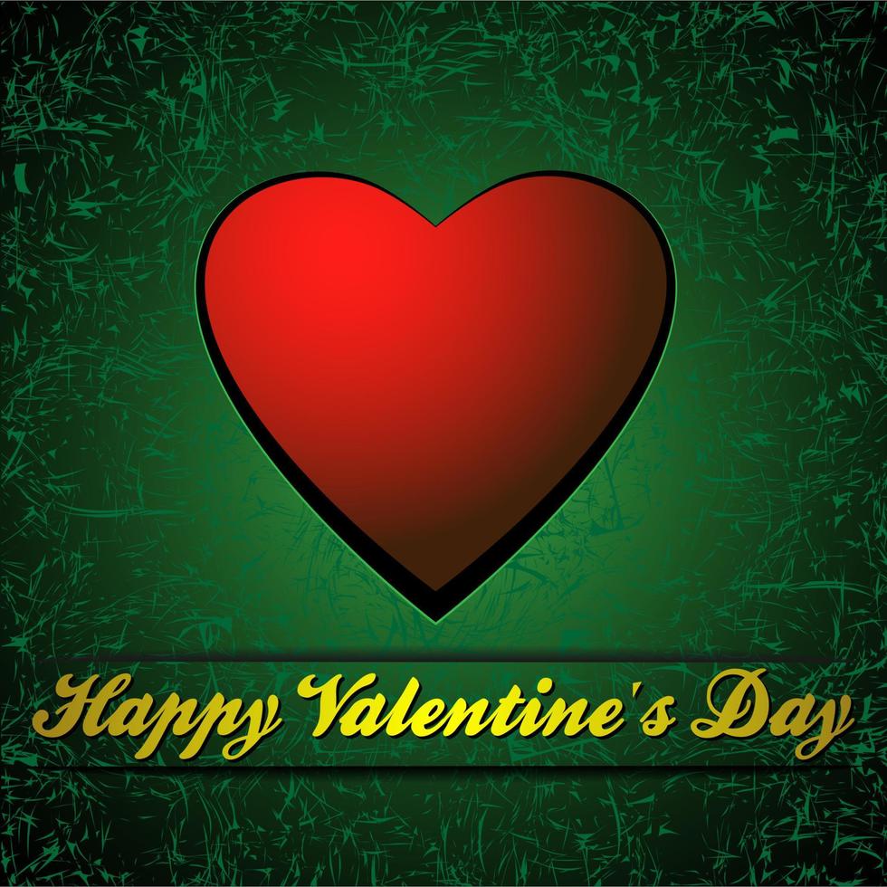 Red heart on green vector