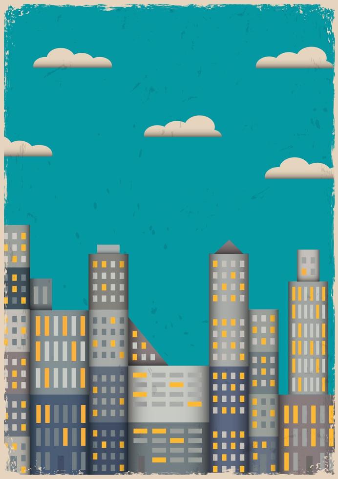 Paper city in grunge style vector