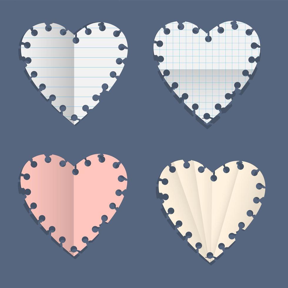 nota de papel de corazones vector