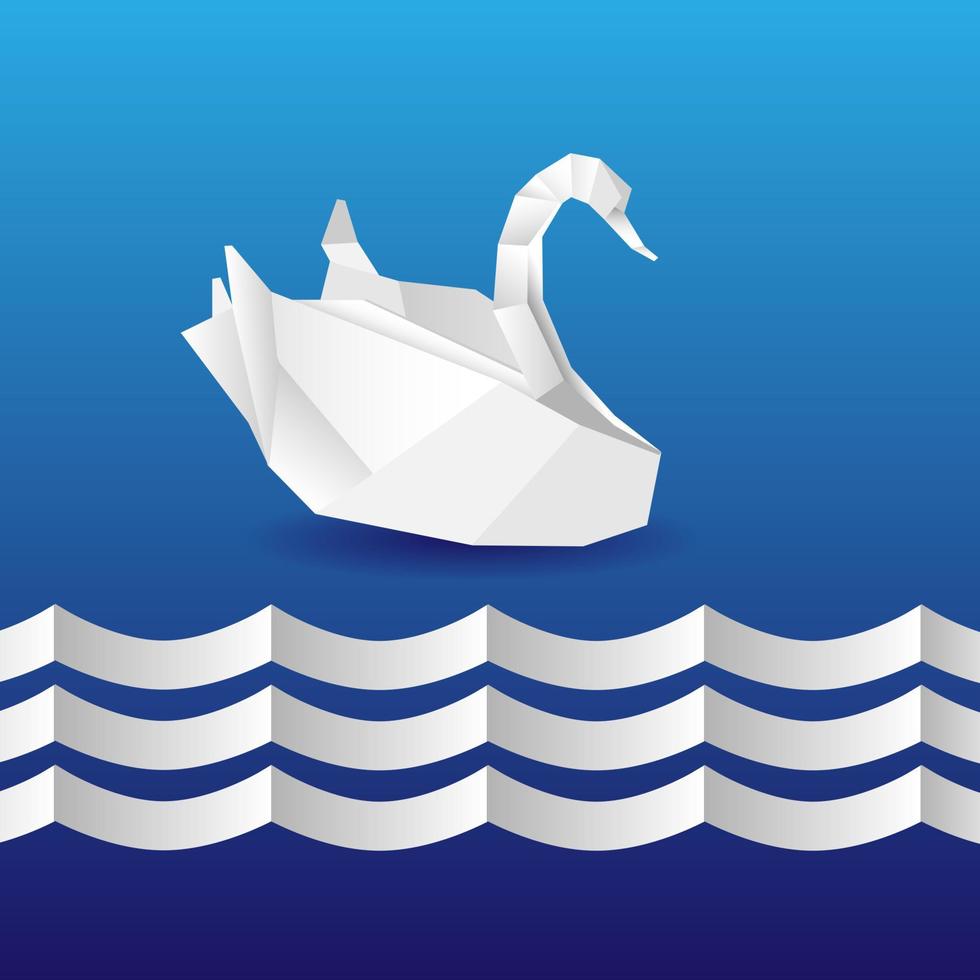 Origami swan and wave vector