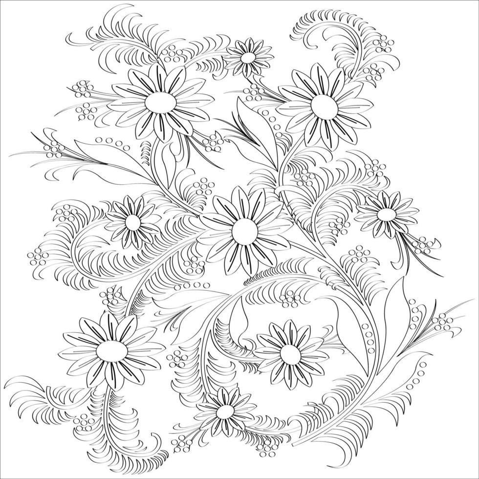 diseño floral lineal vector