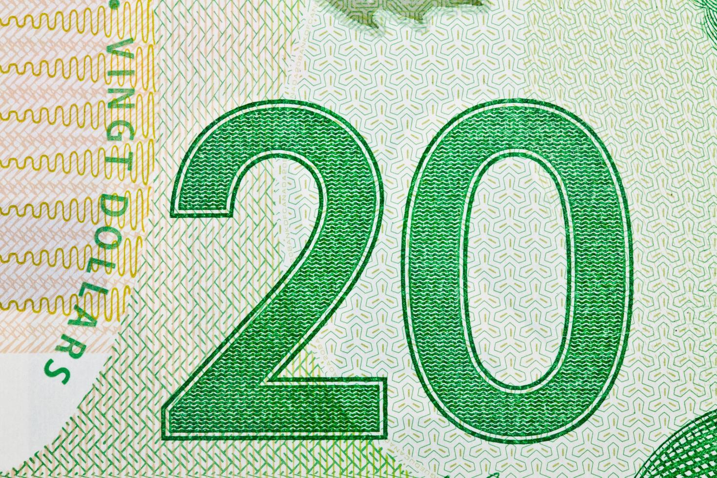 Ottawa, Canada, Avril 13, 2013,  Extreme Closeup of New Polymer Twenty Dollar Bills photo