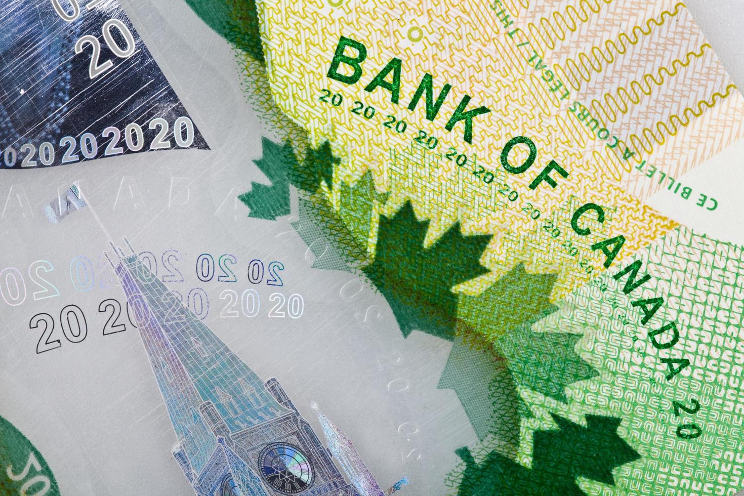 Ottawa, Canada, Avril 13, 2013,  Extreme Closeup of New Polymer Twenty Dollar Bills photo