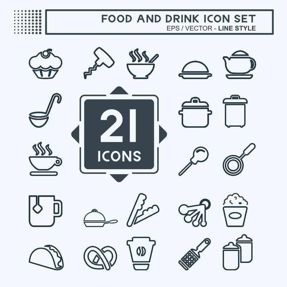 conjunto de iconos de comida y bebida - estilo de línea vector