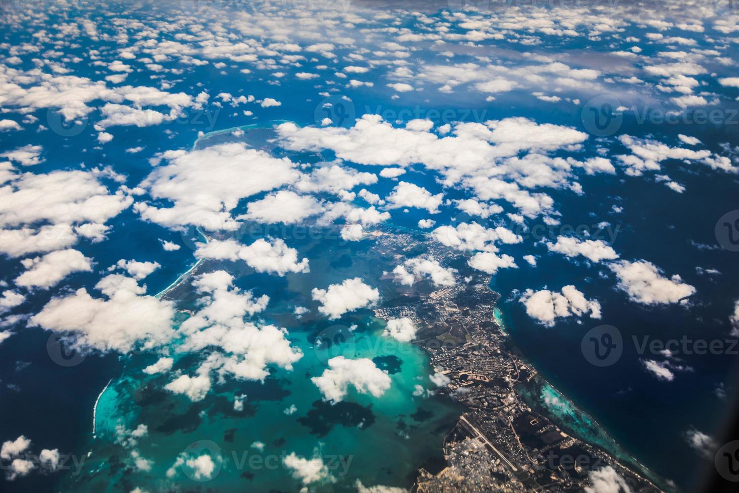 Beautiful Blue Sky, Clouds and Caribbean Ground photo