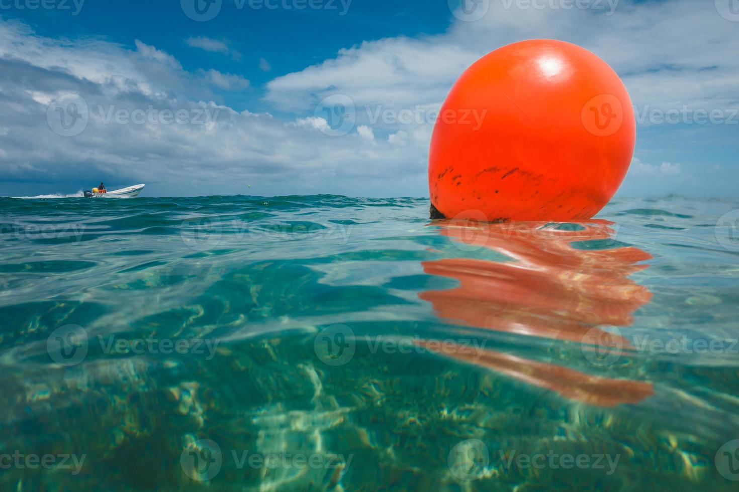 Red Round Buoy in the Caribbea photo