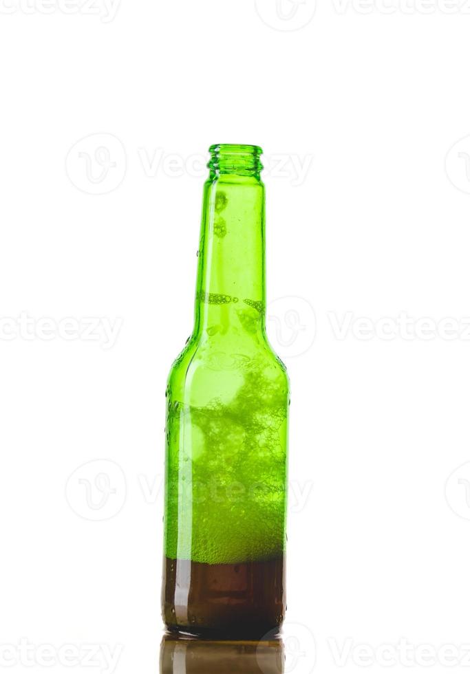 Overcarbonated Pink Fermented Drink Gushing in Studio. Kombucha or Fruit Beer Isolated on White. photo