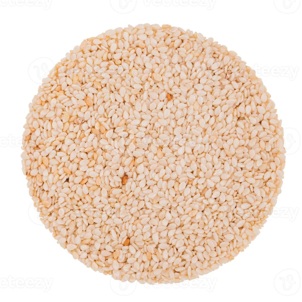 Closeup of Sesame Seeds Isolated On White photo