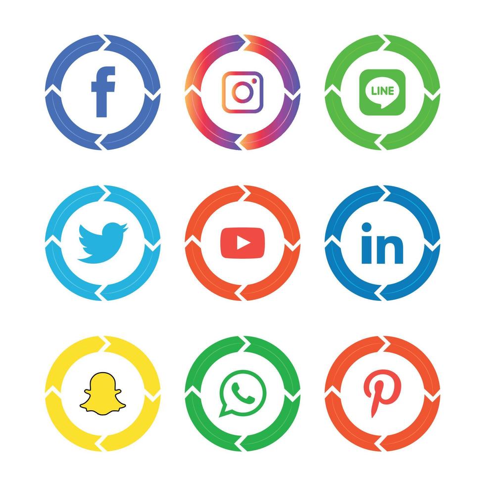 tecnología de iconos planos de redes sociales, red. venta de cara sonriente de grupo de fondo. compartir, me gusta, ilustración vectorial twitter, youtube, whatsapp, snapchat, facebook, instagram, tiktok, tok vector