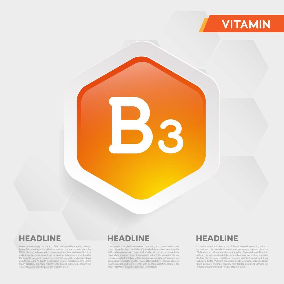 conjunto de colección de gota de icono de vitamina b3, colecalciferol. gota de oro gota del complejo vitamínico. médico para la ilustración de vector de salud