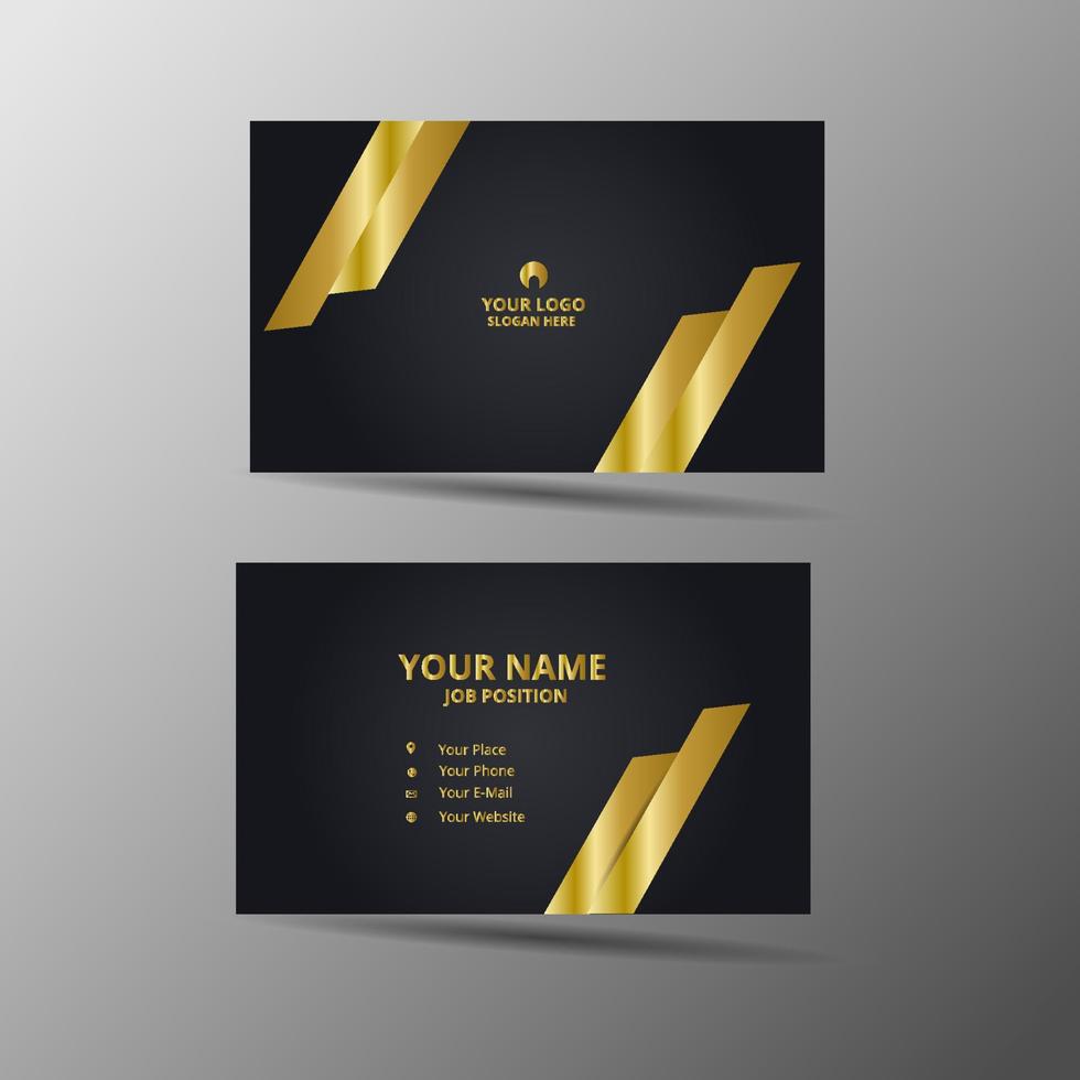 elegant business card template with gold concept modern geometric card black vector