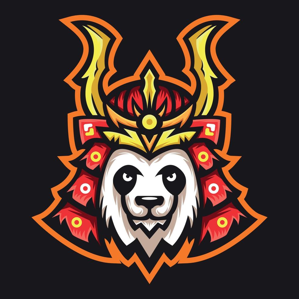 samurai panda cartoon illustration vector