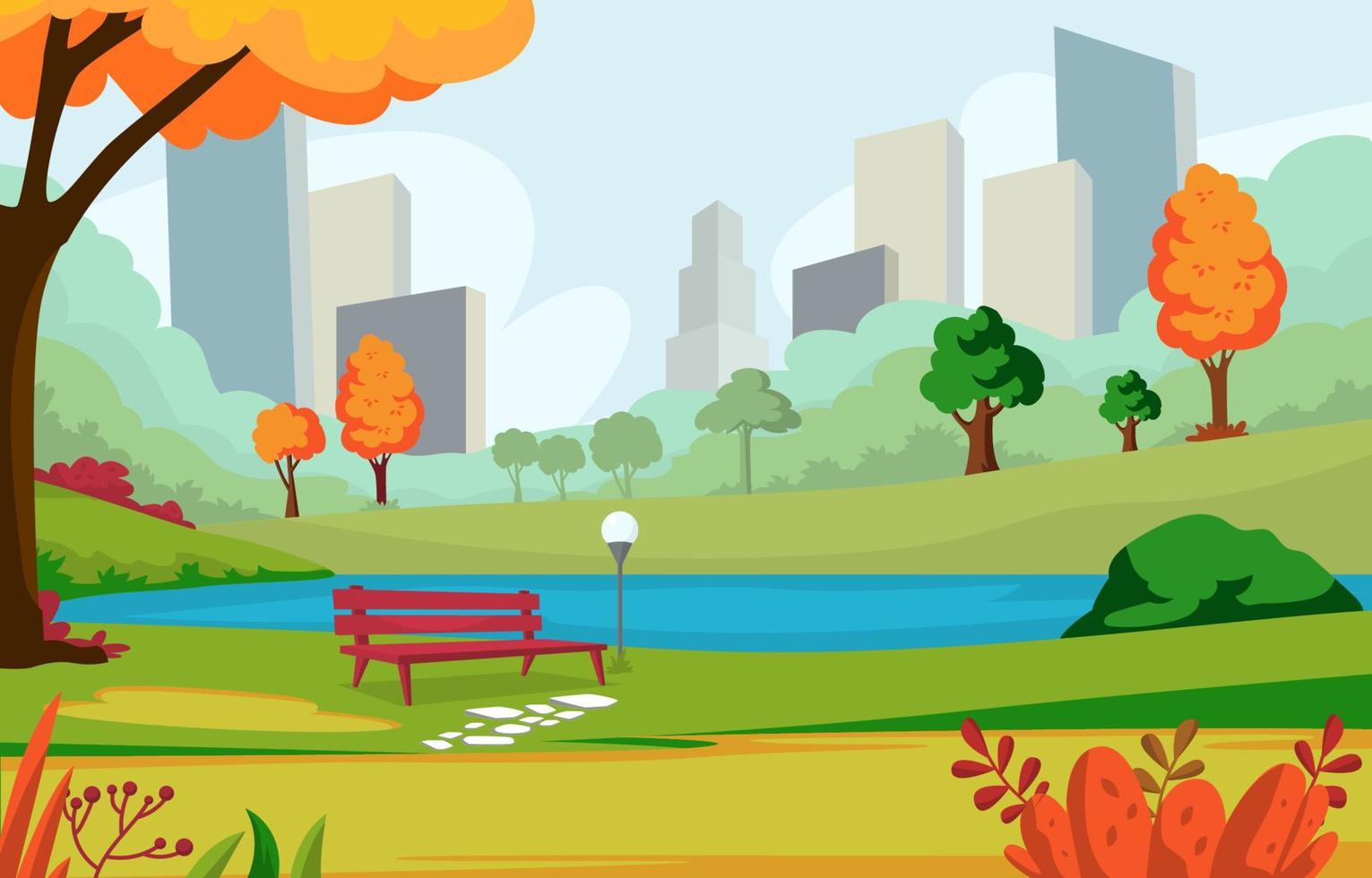 Scenery City Park Outdoor Background vector