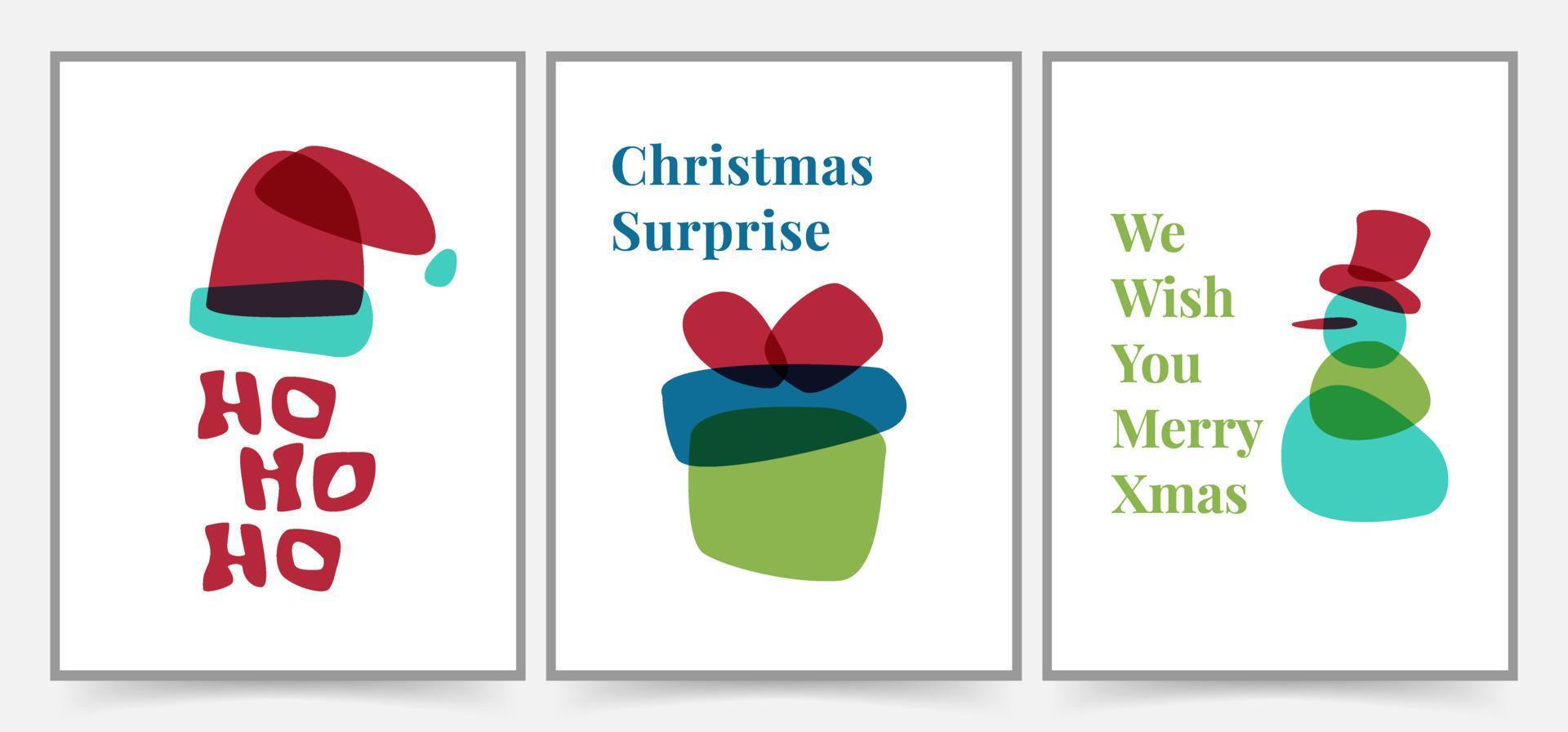 simples tarjetas de felicitación de feliz navidad, fondos, carteles y diseño de portada. Ilustración de plantilla de invitaciones y pancartas navideñas. tarjeta de navidad con forma moderna y minimalista. vector