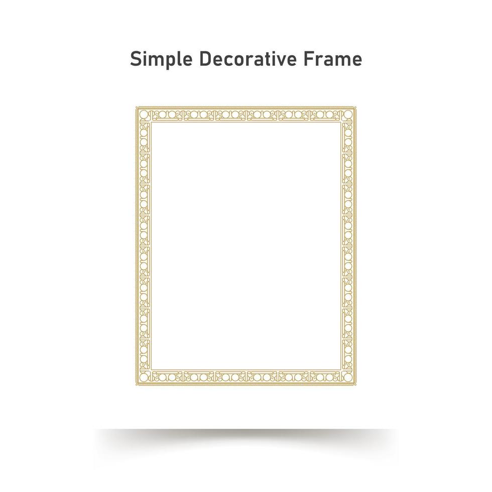 Decorative Ornament Square Frame. Simple Gold Line border for Photo, Certificate Design vector