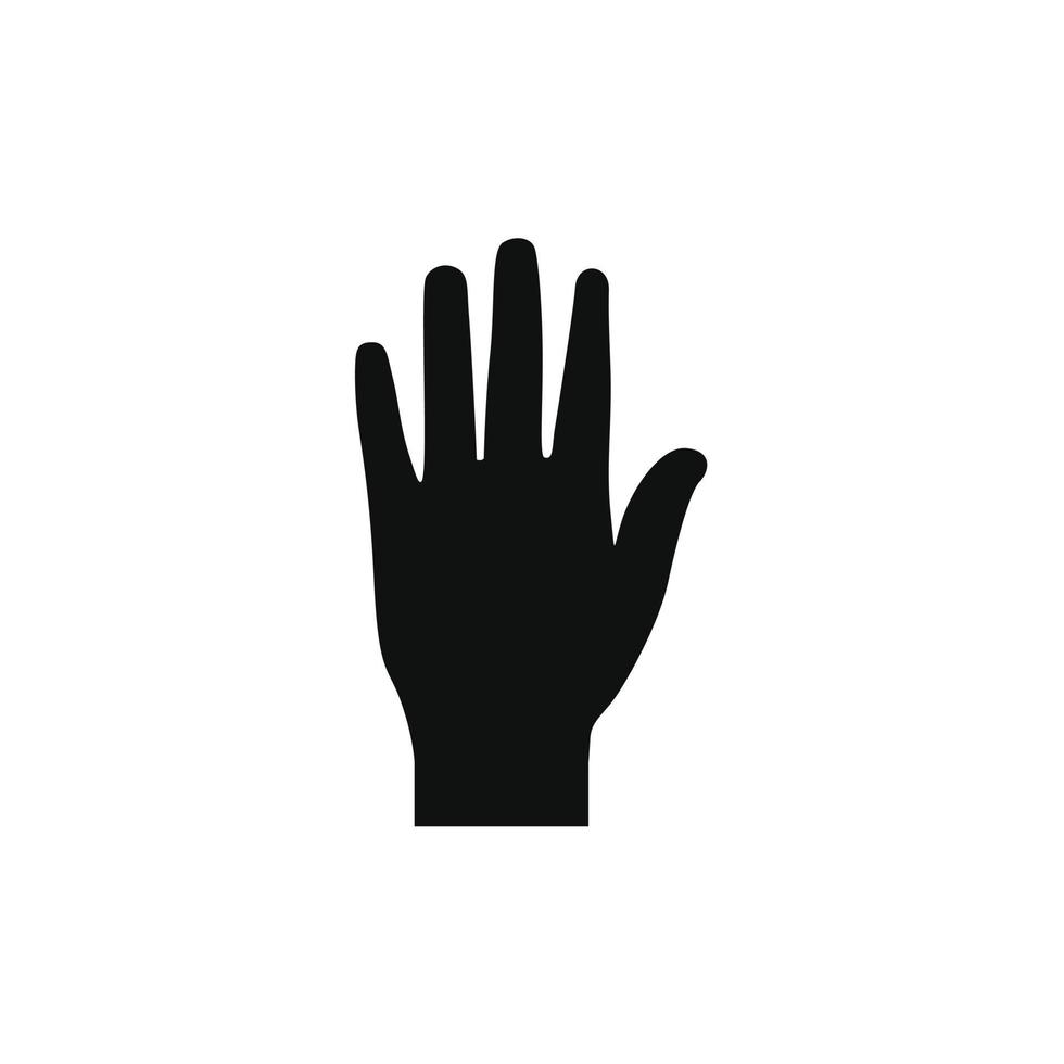 icono de silueta de mano, símbolo negro de cinco dedos altos vector