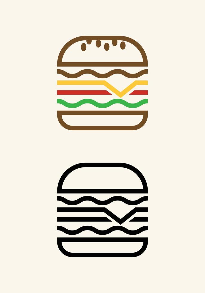 Single Burger icon colored. Line Hamburger illustration vector