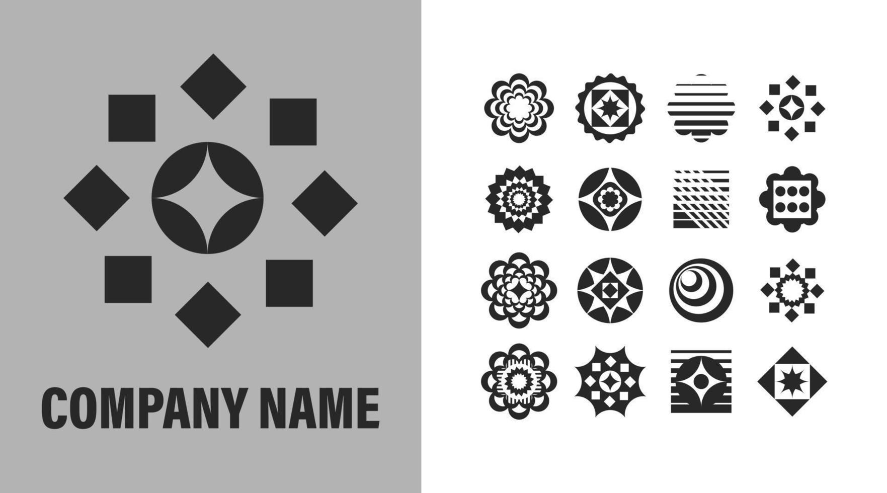 conjunto de concepto de logotipo de forma abstracta. diseño de símbolo de plantilla de empresa de vector. arte mandala aislado vector