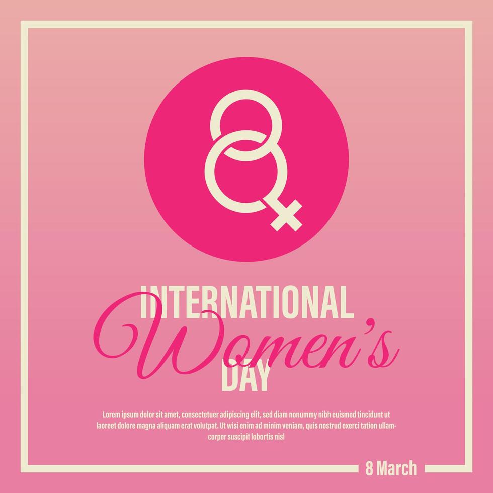 Woman Day in 8 march design concept. International Women's Day Symbol Banner for Social Media Post in Square Pink Background vector