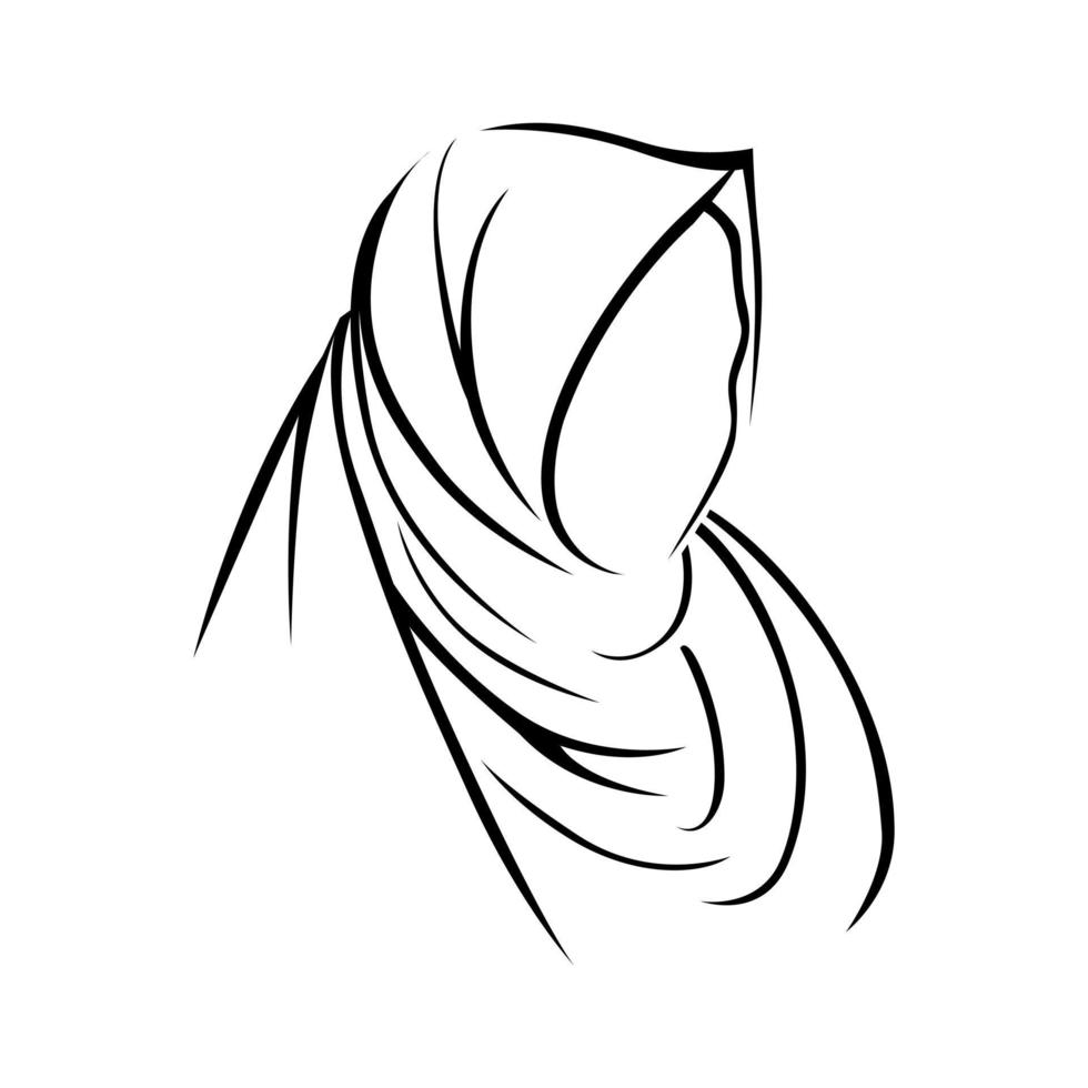 Hijab Line Art. Woman wearing veil, Religion Outfit Illustration. vector