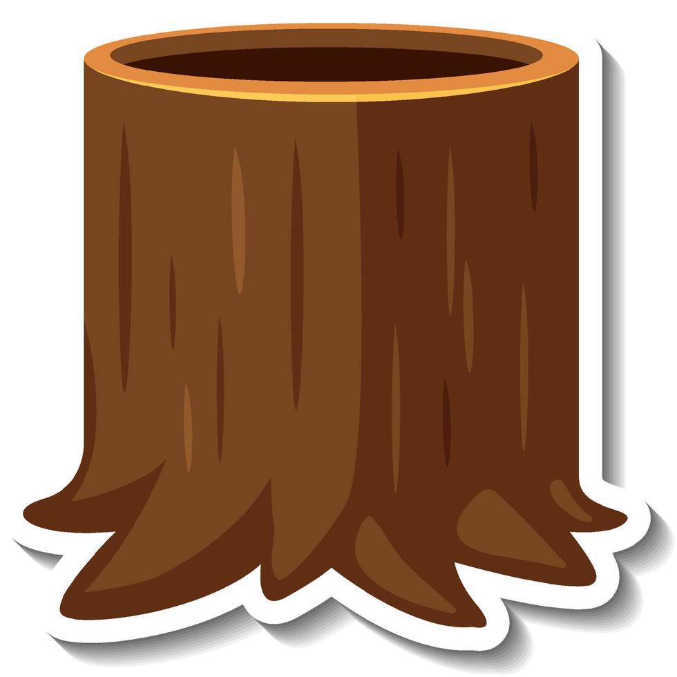 Tree stump cartoon sticker isolated vector