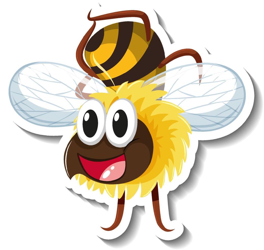 Funny bee dancing cartoon character sticker vector