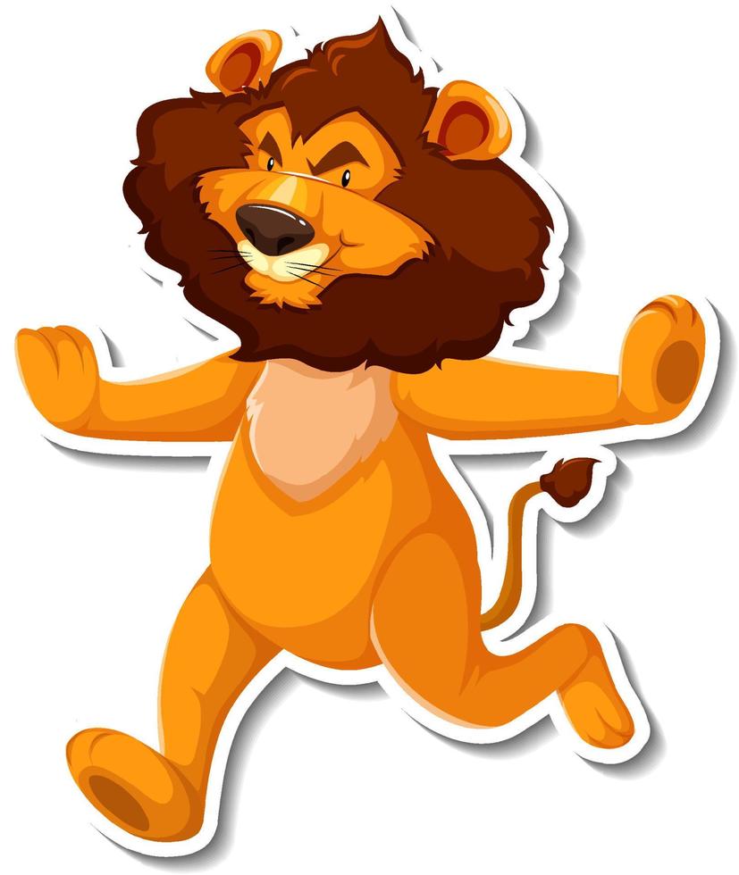 Lion walking cartoon character on white background vector