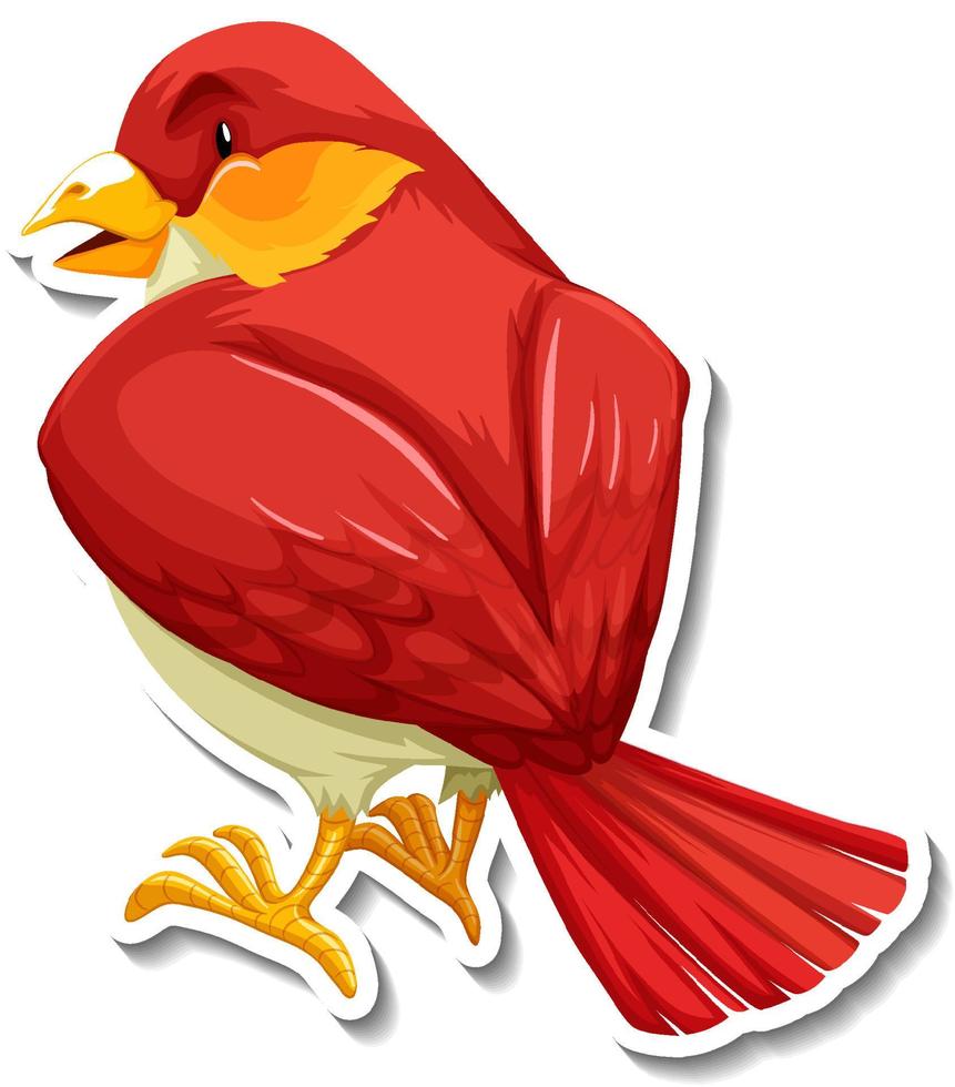 Cute red bird animal cartoon sticker vector
