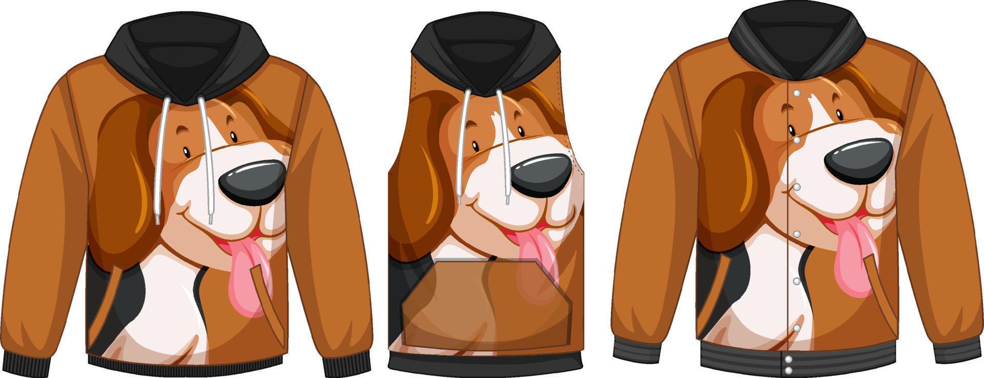 conjunto de diferentes chaquetas con plantilla de perro lindo vector