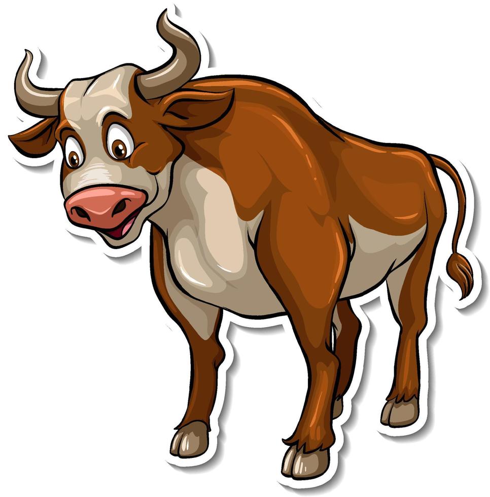 Bull animal cartoon sticker vector