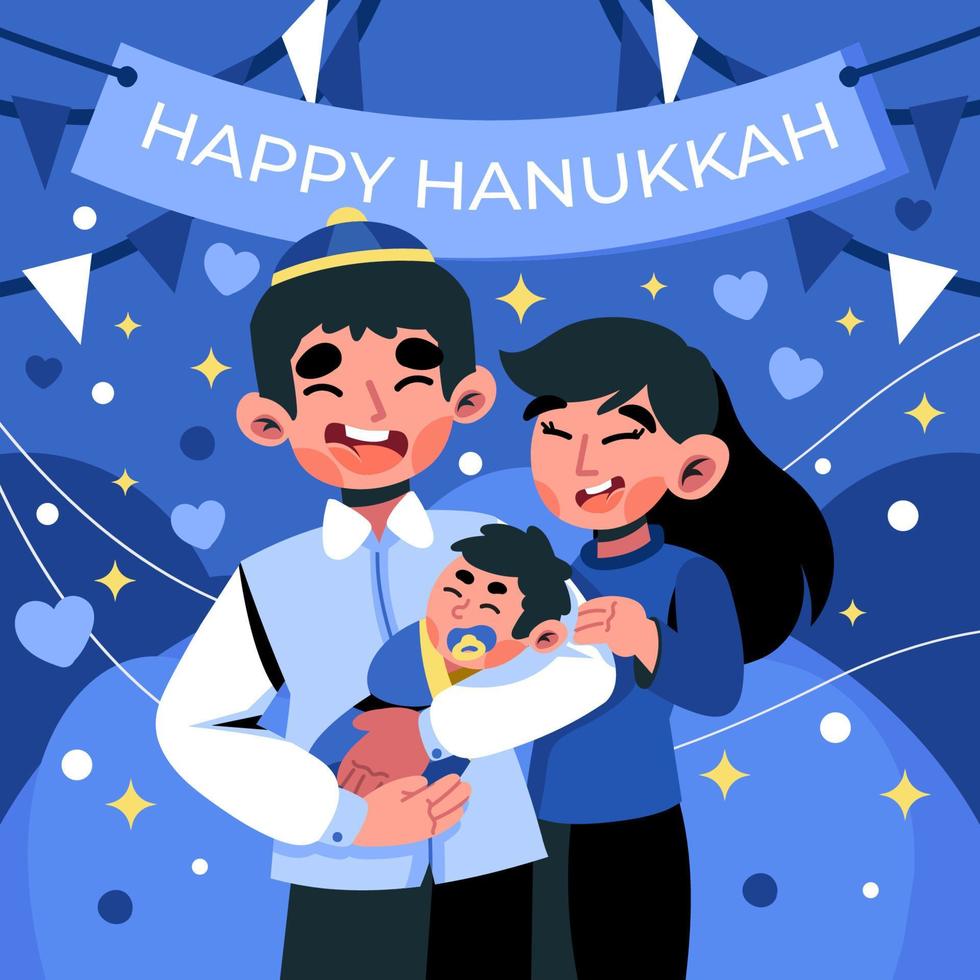 celebración de hanukkah con recién nacido vector