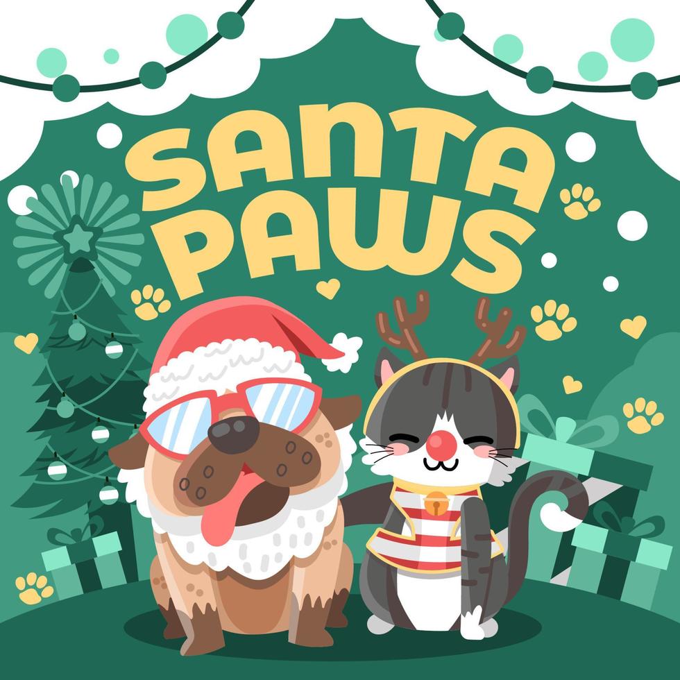 Cute Pet with Christmas Costume vector