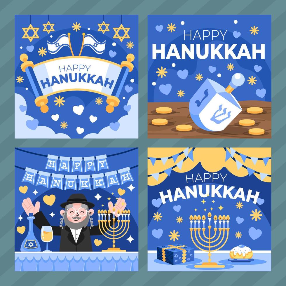 Cute Hanukkah Celebration for Social Media Posts vector
