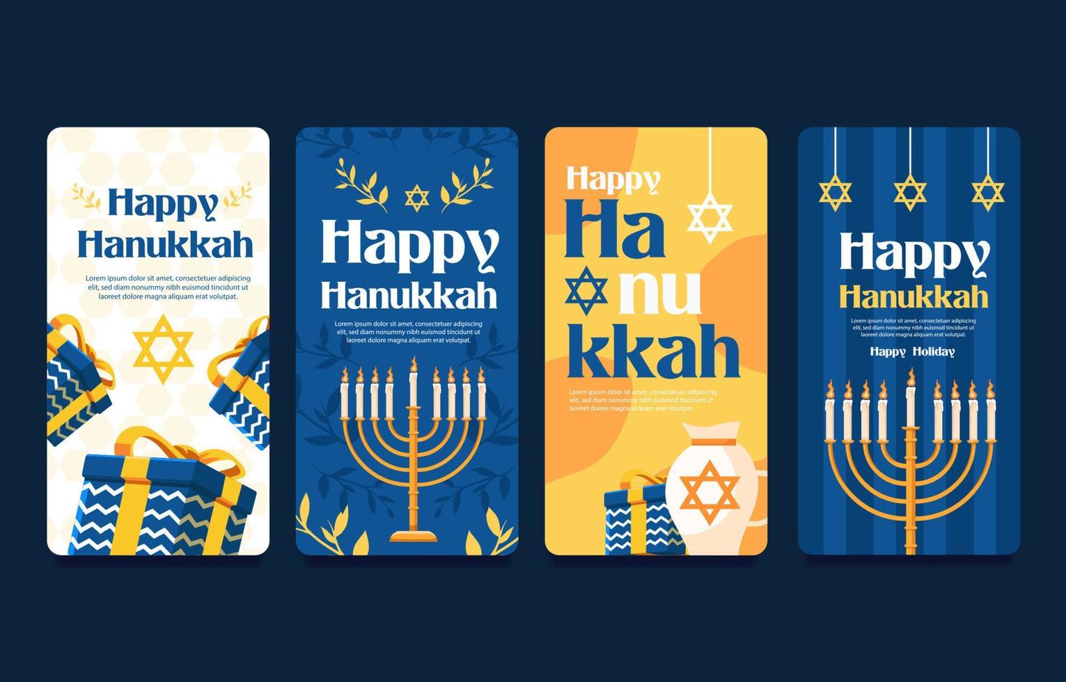 historia de las redes sociales para la celebración de hanukkah vector