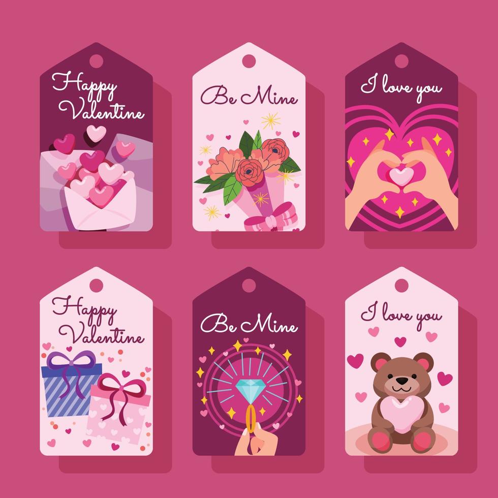 conjunto de colección de etiquetas románticas del día de san valentín vector