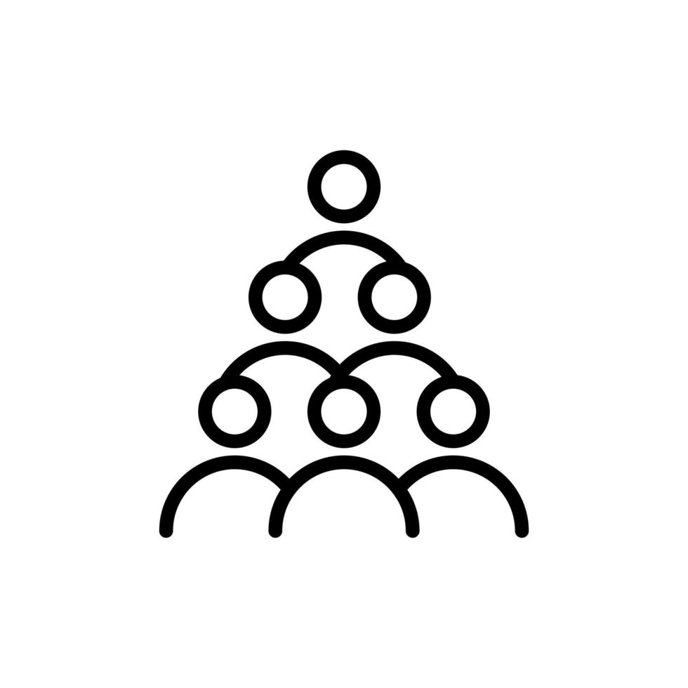 El icono de grupo consta de 6 personas seguidas. diseño de símbolo aislado de contorno negro simple y minimalista vector