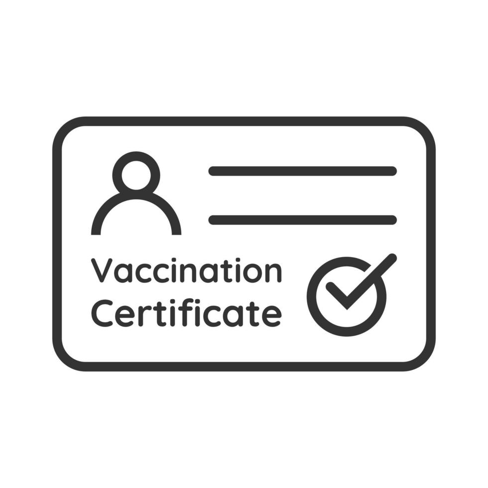 Ilustración de icono de certificado de vacunación covid-19. tarjeta como prueba de que ha sido vacunado contra el virus corona vector