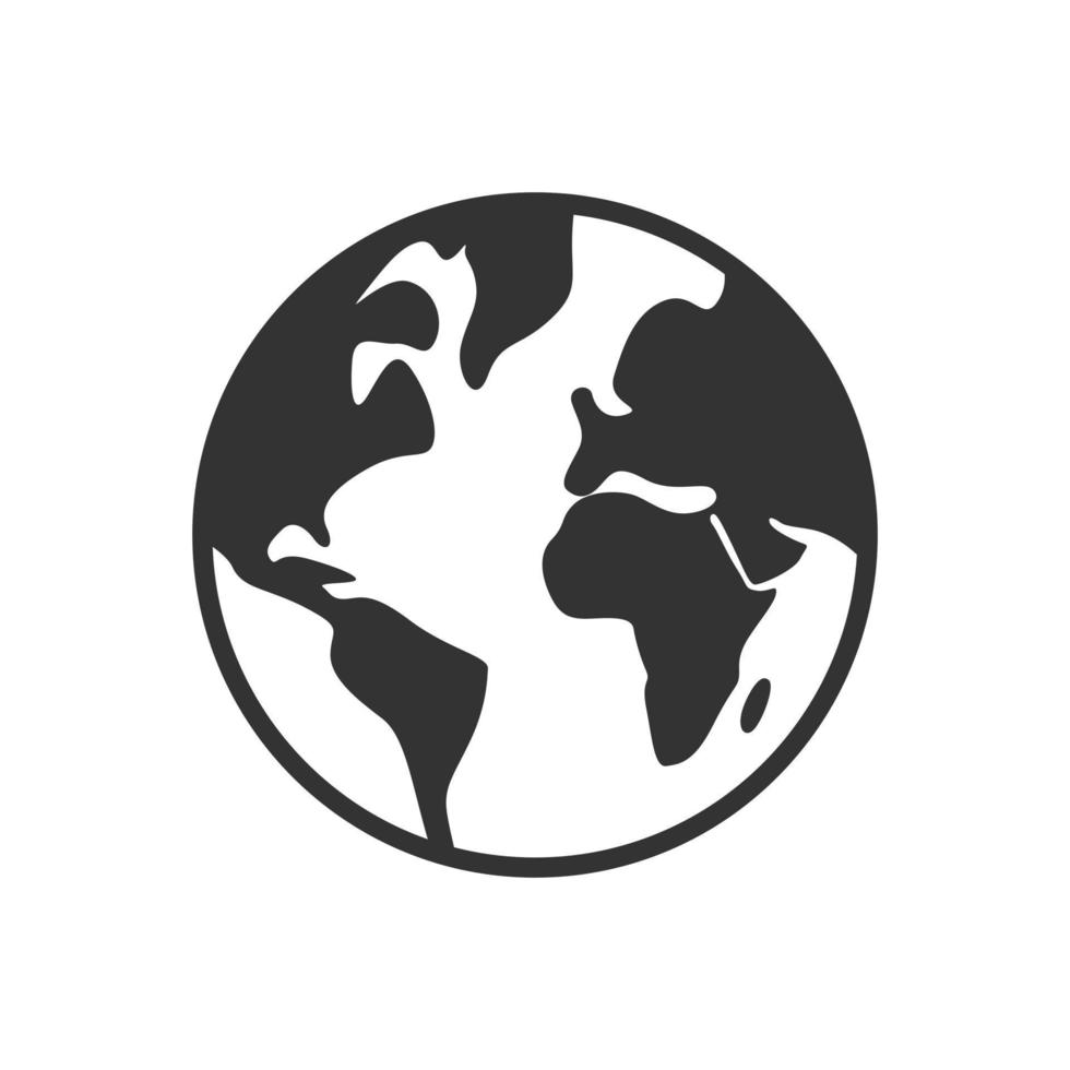 Silhouette a globe vector. Cute black World Map Icon vector