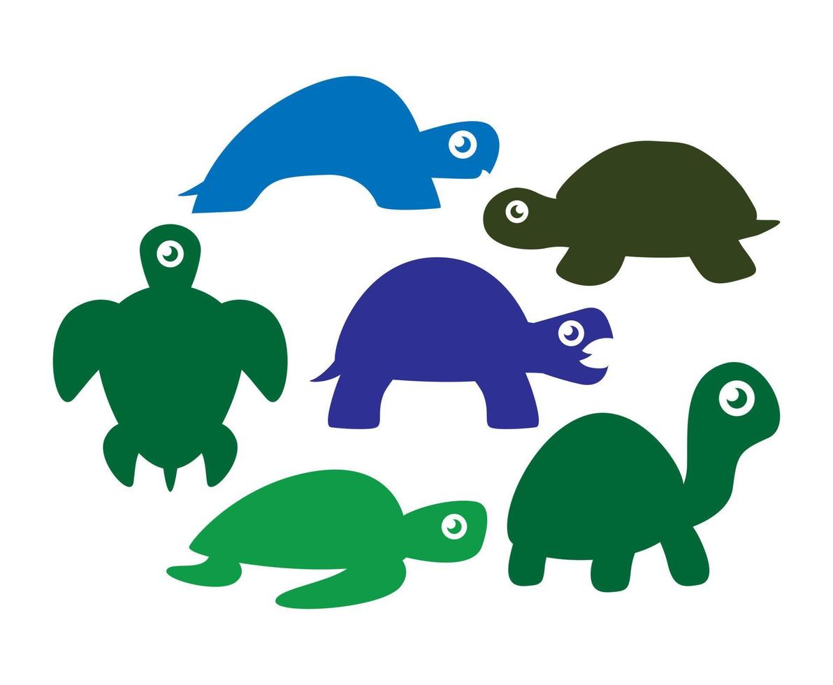 cute turtle logo collection, set of tortoise animal icon illustration vector