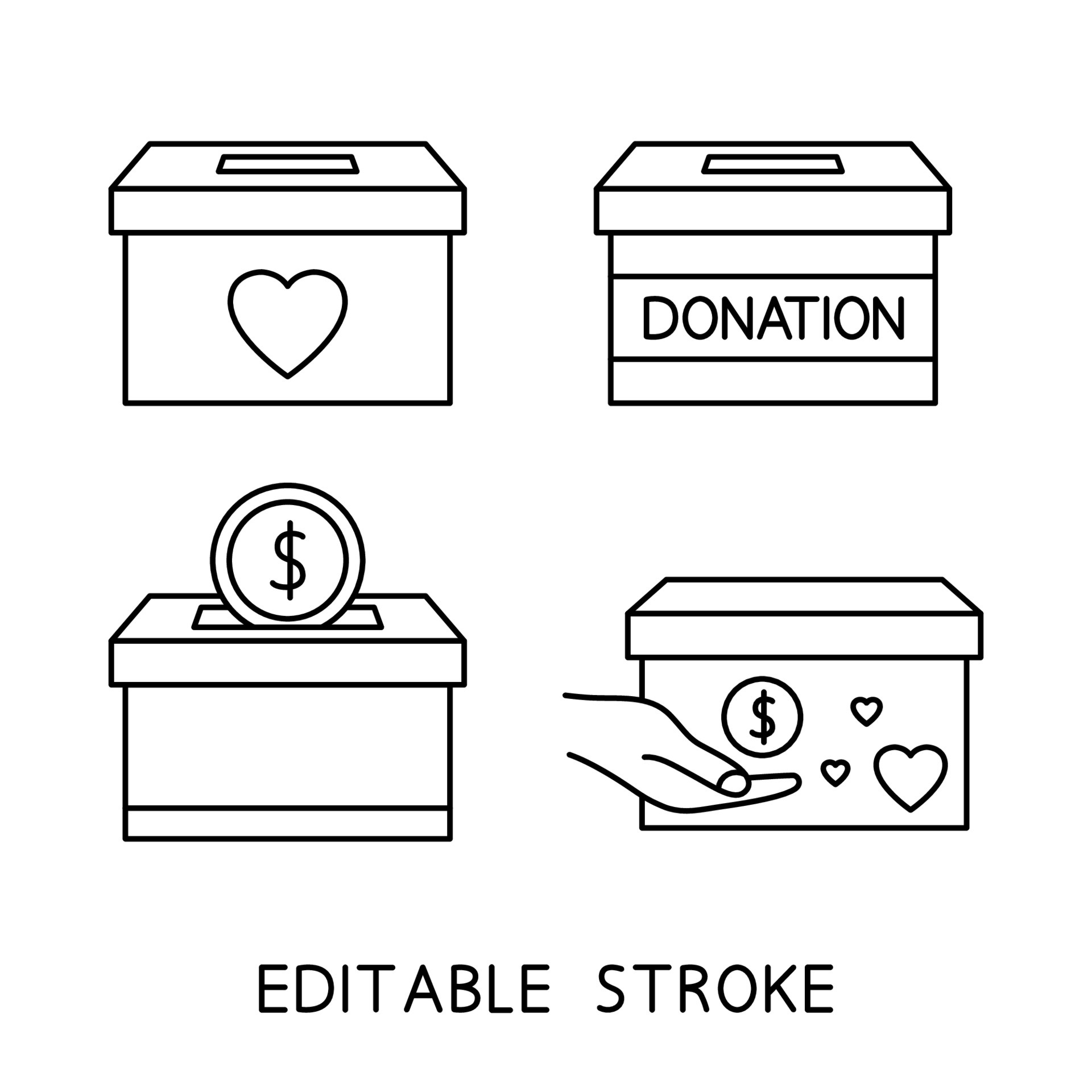 Donate box icon. Donation in the box. Concept of charity and donation