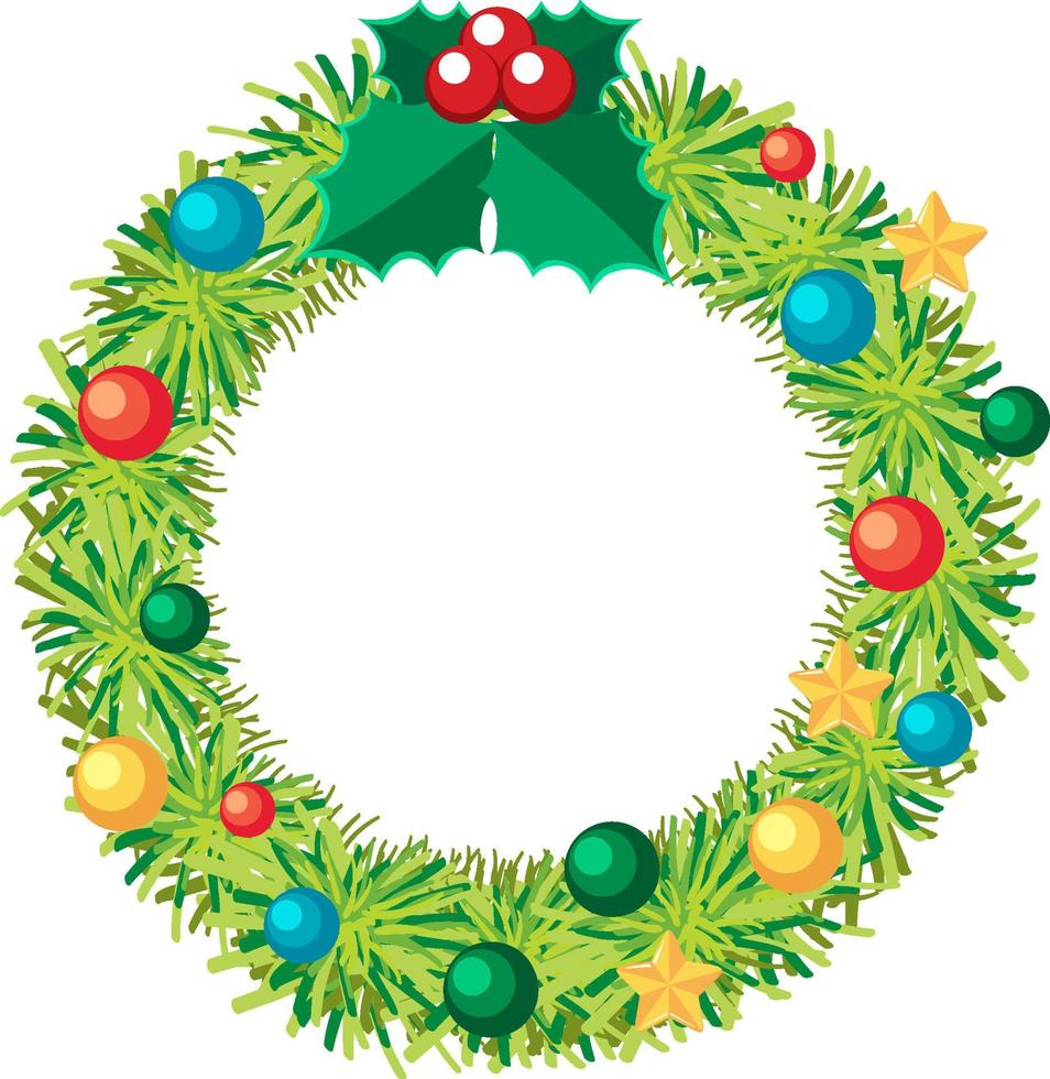 Christmas wreath decor isolated vector