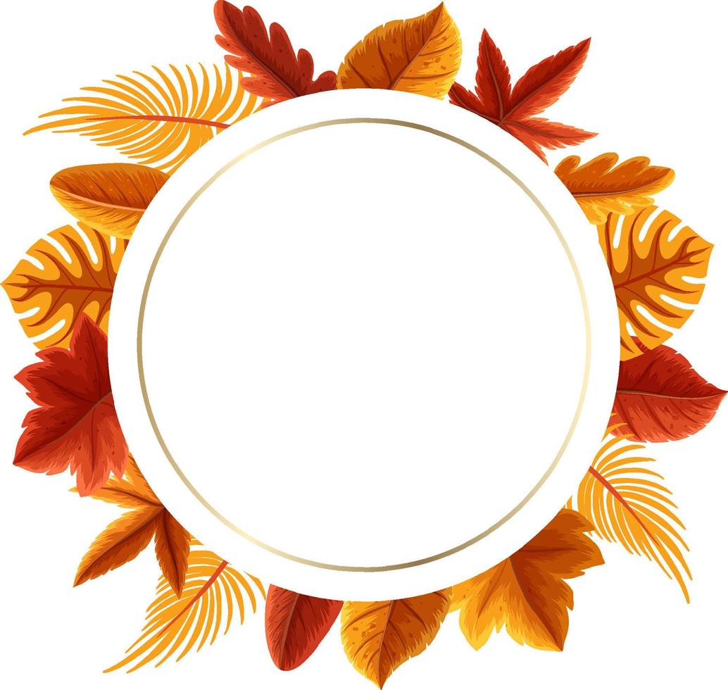 Round frame with autumn foliage vector